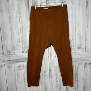 Nili Lotan Paris Drop Crotch Cinnamon Brown‎ Cotton Baggy Cropped Ankle Pants 2